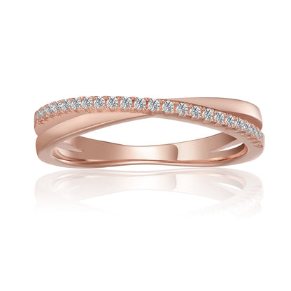 Spiral Moissanite Wedding Band Set in 9ct Rose Gold