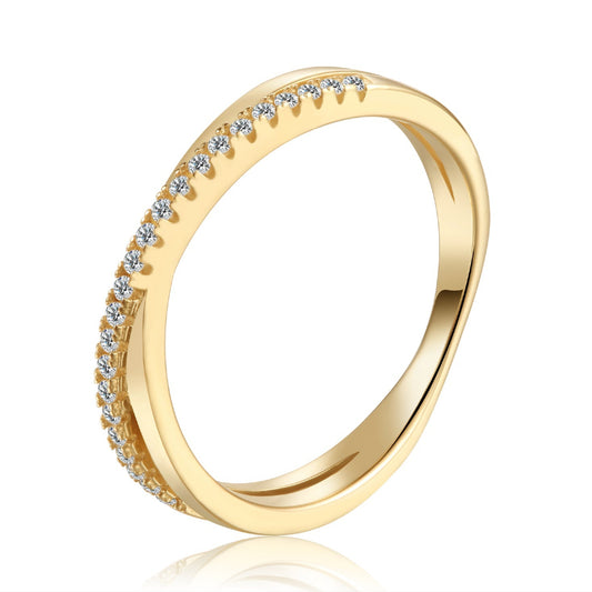 Spiral Moissanite Wedding Band Set in 9ct Yellow Gold