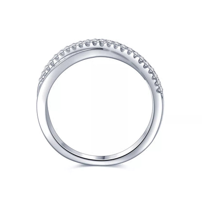 Spiral Moissanite Wedding Band Set in Sterling Silver