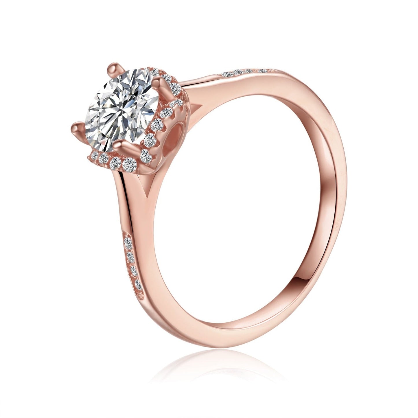 Luxe Halo 1.00ct Moissanite Engagement Ring Set in 9ct Rose Gold