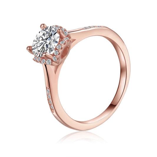 Luxe Halo 1.00ct Moissanite Engagement Ring Set in 9ct Rose Gold