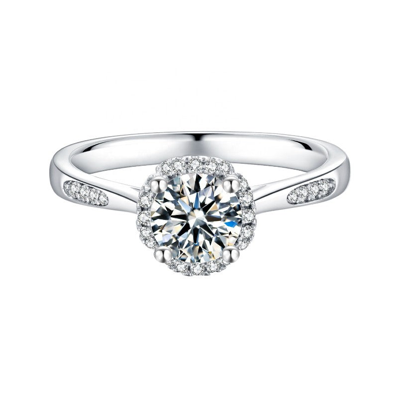 Luxe Halo 1.00ct Moissanite Engagement Ring Set in 9ct White Gold