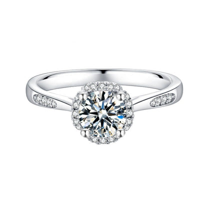 Luxe Halo 1.00ct Moissanite Engagement Ring Set in 9ct White Gold