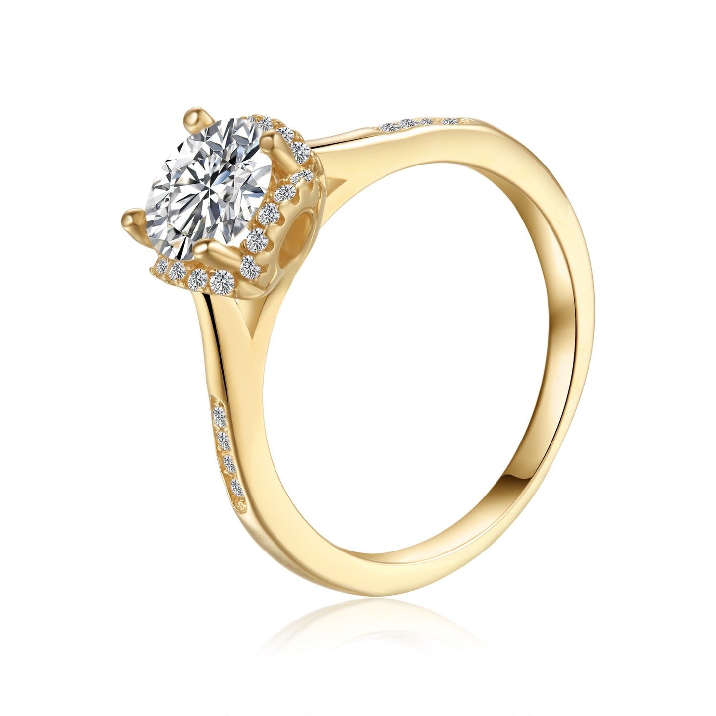 Luxe Halo 1.00ct Moissanite Engagement Ring Set in 9ct Yellow Gold