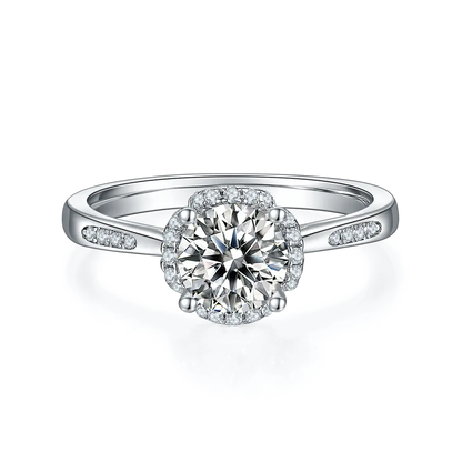 Privé Halo 1.00ct Moissanite Engagement Ring Set in Sterling Silver
