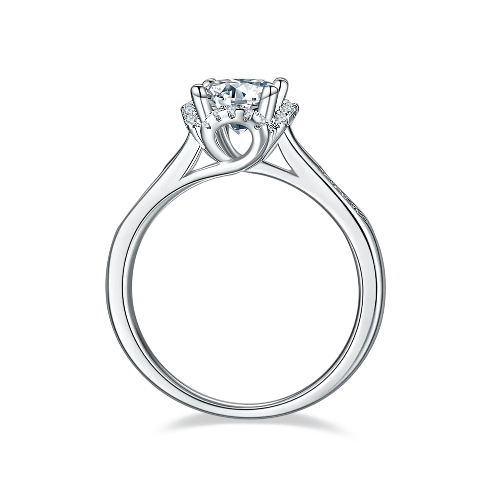 Privé Halo 1.00ct Moissanite Engagement Ring Set in Sterling Silver