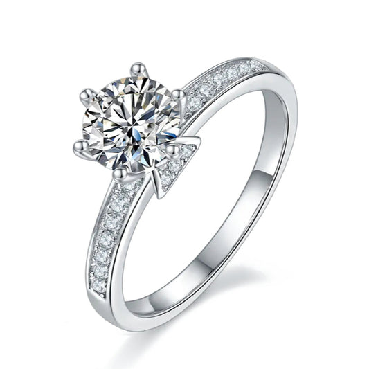 Luxe Pave 1.00ct Moissanite Engagement Ring Set In Sterling Silver
