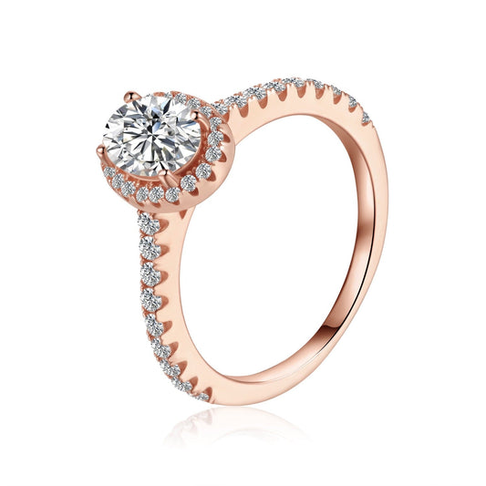 Oval Cut Halo 1.00ct Moissanite Engagement Ring Set in 9ct Rose Gold