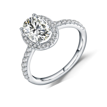 Oval Cut Halo 1.00ct Moissanite Engagement Ring Set in 9ct White Gold
