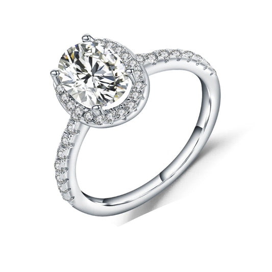 Oval Cut Halo 1.00ct Moissanite Engagement Ring Set in 9ct White Gold