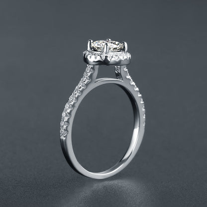 Oval Cut Halo 1.00ct Moissanite Engagement Ring Set in 9ct White Gold
