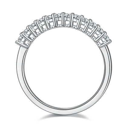Oval Cut Moissanite Half Eternity Wedding Band Set in Sterling Silver
