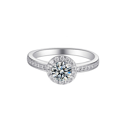 Pave Halo 0.50ct Moissanite Engagement Ring Set in 9ct White Gold