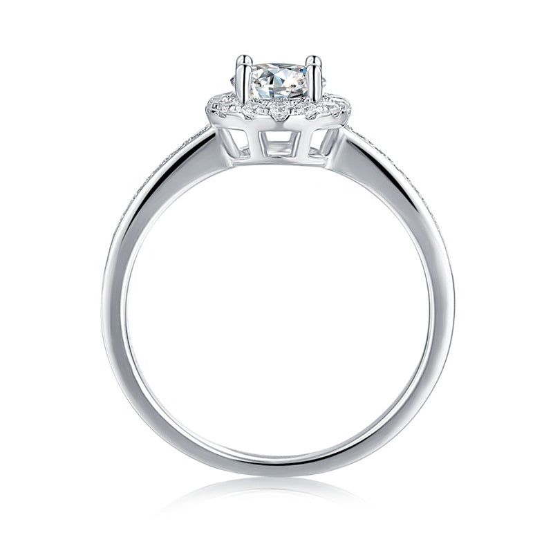 Pave Halo 0.50ct Moissanite Engagement Ring Set in 9ct White Gold