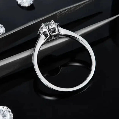 Pave Halo 0.50ct Moissanite Engagement Ring Set in 9ct White Gold