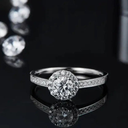 Pave Halo 0.50ct Moissanite Engagement Ring Set in 9ct White Gold