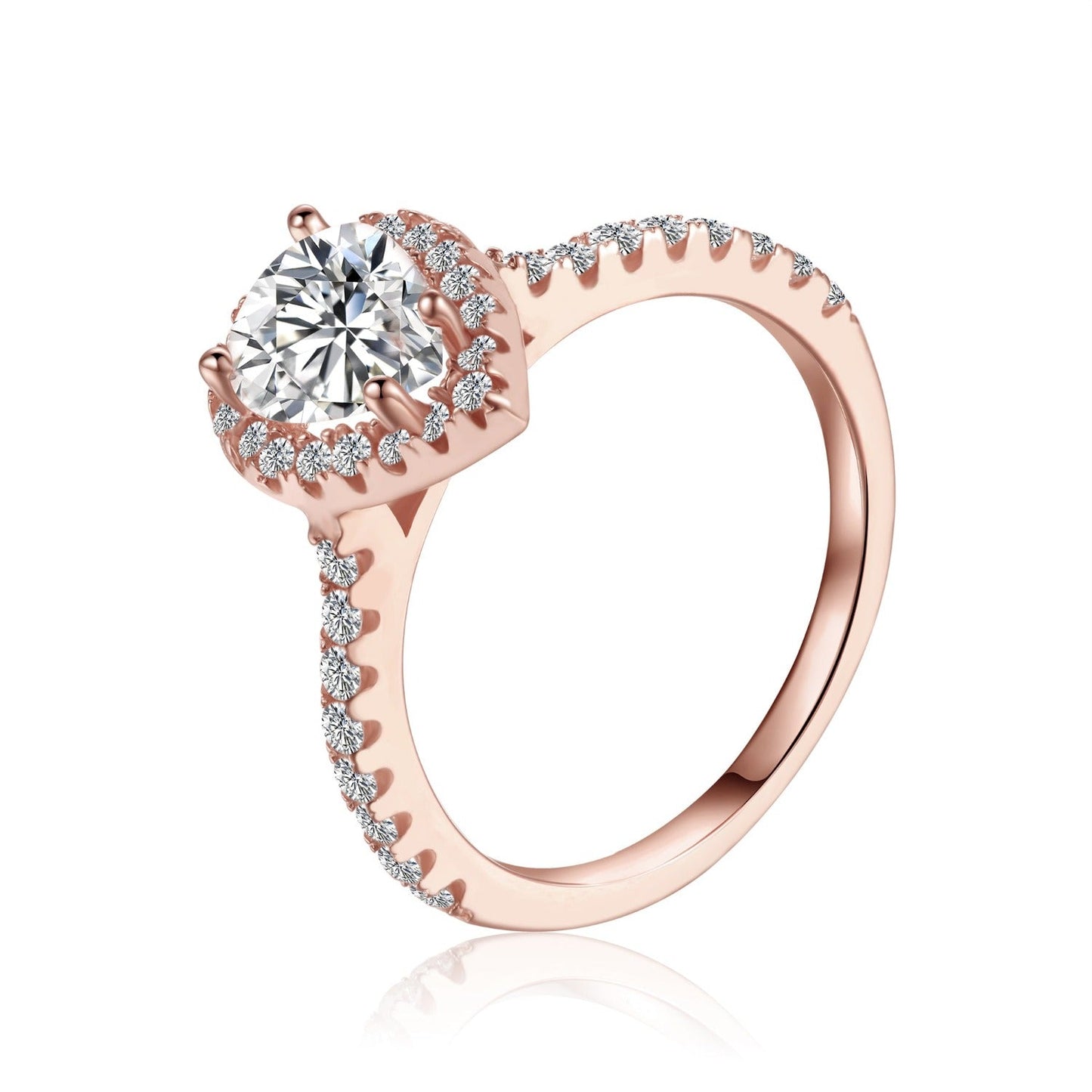 Pear Shape Halo 1.25ct Moissanite Engagement Ring Set in 9ct Rose Gold