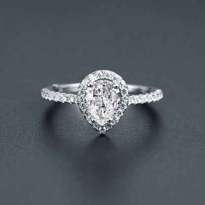 Pear Shape Halo 1.25ct Moissanite Engagement Ring Set in 9ct White Gold