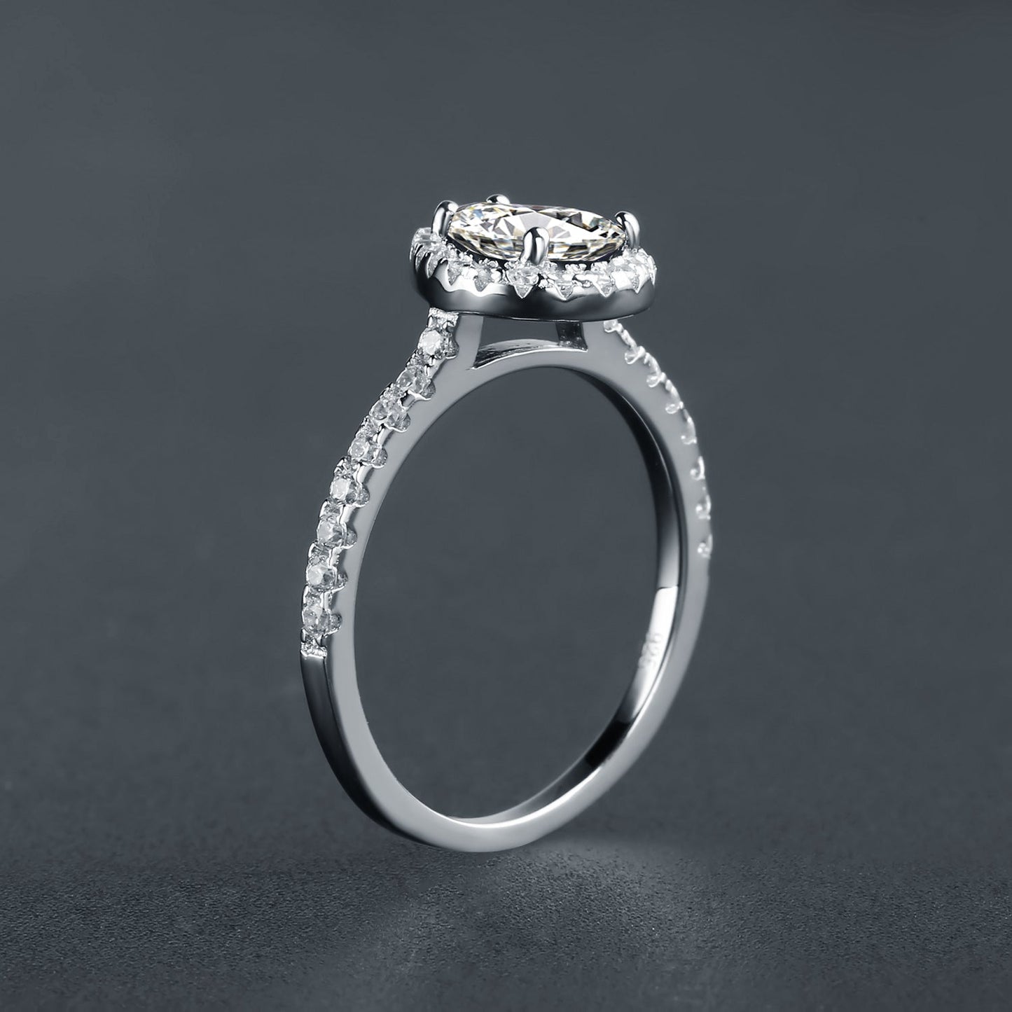 Pear Shape Halo 1.25ct Moissanite Engagement Ring Set in 9ct White Gold