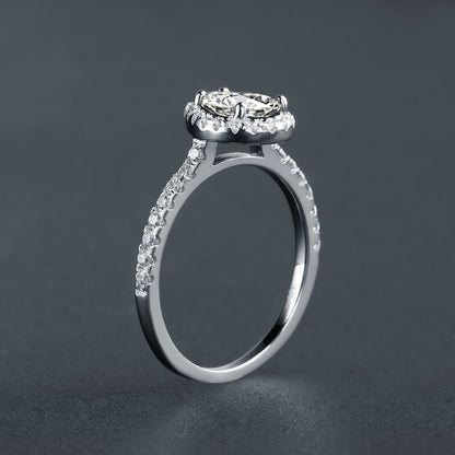 Pear Shape Halo 1.25ct Moissanite Engagement Ring Set in 9ct White Gold