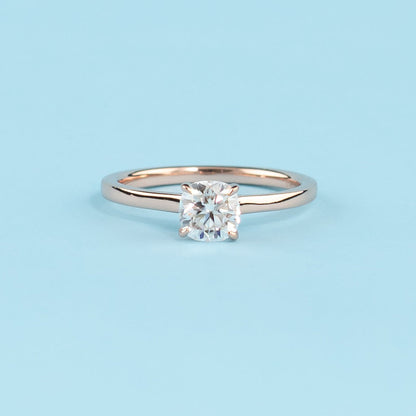 Hidden Halo Cushion Cut Moissanite Engagement Ring Set in 9ct Rose Gold