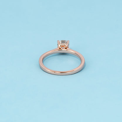 Hidden Halo Cushion Cut Moissanite Engagement Ring Set in 9ct Rose Gold
