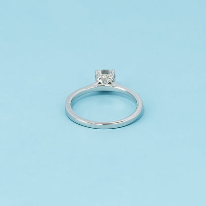 Hidden Halo Cushion Cut Moissanite Engagement Ring Set in 9ct White Gold