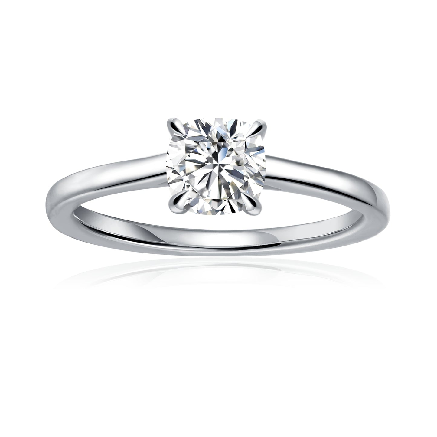 Hidden Halo Cushion Cut Moissanite Engagement Ring Set in 9ct White Gold