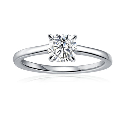 Hidden Halo Cushion Cut Moissanite Engagement Ring Set in 9ct White Gold