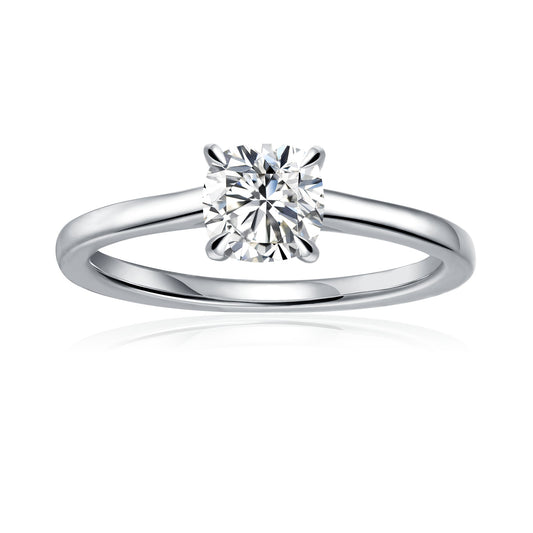 Hidden Halo Cushion Cut Moissanite Engagement Ring Set in 9ct White Gold