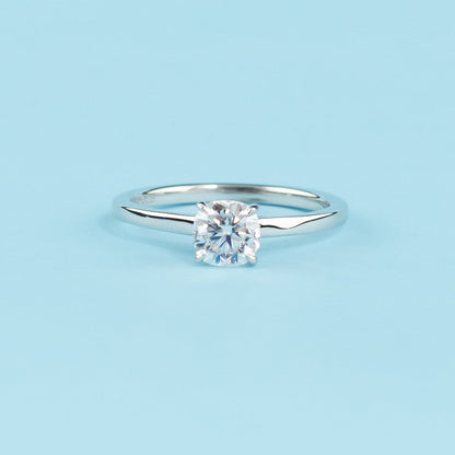 Hidden Halo Cushion Cut Moissanite Engagement Ring Set in 9ct White Gold