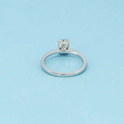 Hidden Halo Emerald Cut Moissanite Engagement Ring Set in 9ct White Gold