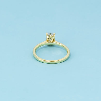 Hidden Halo Emerald Cut Moissanite Engagement Ring Set in 9ct Yellow Gold