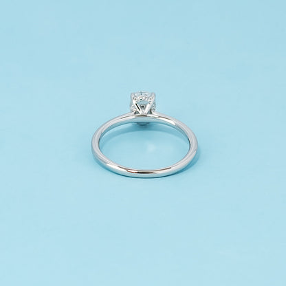 Hidden Halo Oval Cut Moissanite Engagement Ring Set in 9ct White Gold