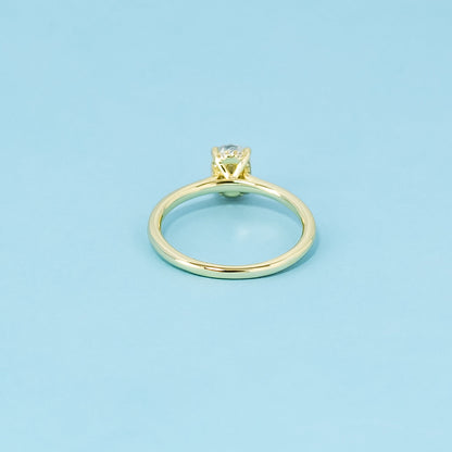 Hidden Halo Oval Cut Moissanite Engagement Ring Set in 9ct Yellow Gold
