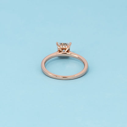 Hidden Halo Princess Cut Moissanite Engagement Ring Set in 9ct Rose Gold