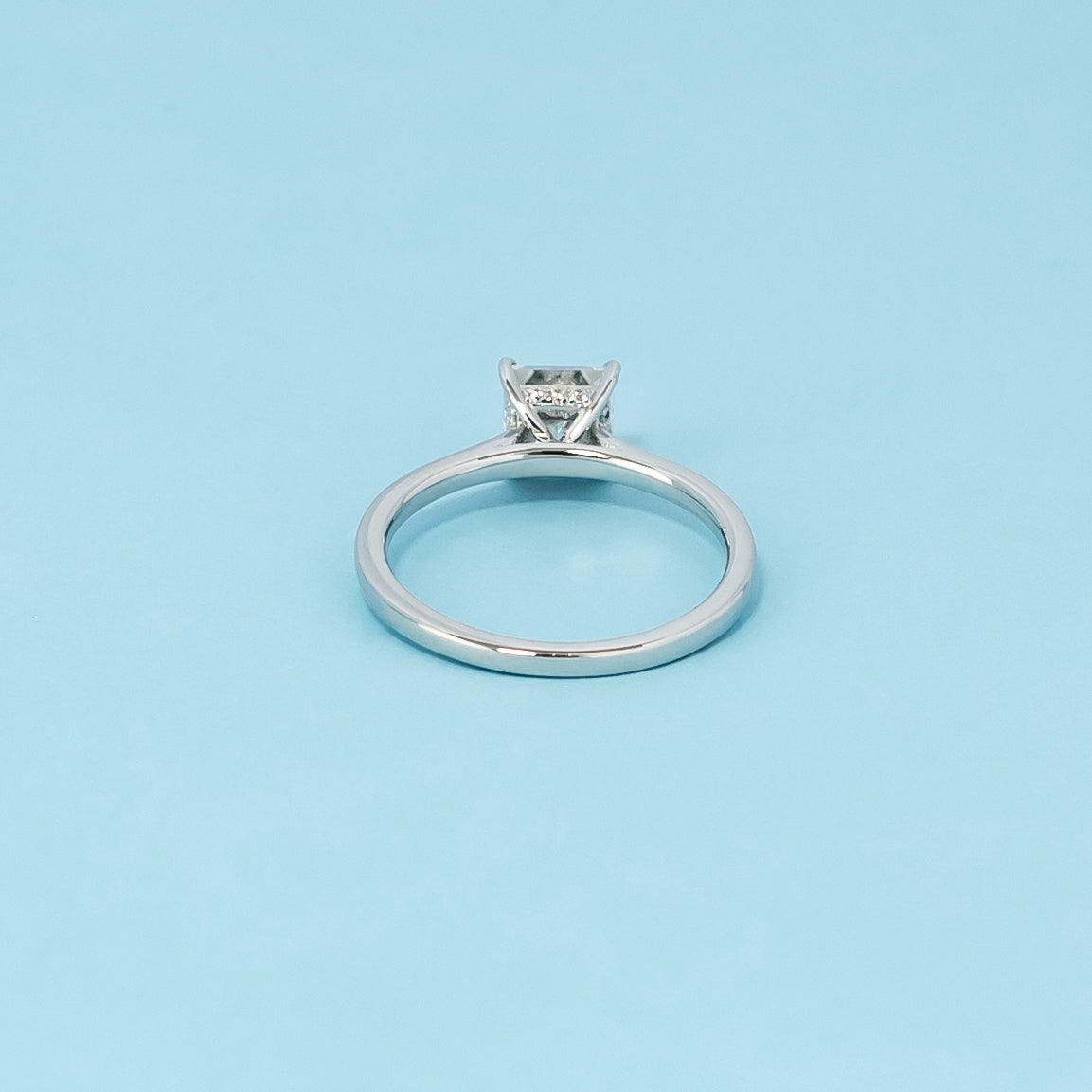 Hidden Halo Princess Cut Moissanite Engagement Ring Set in 9ct White Gold