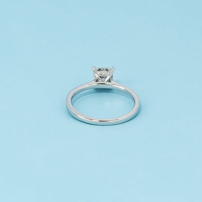 Hidden Halo Princess Cut Moissanite Engagement Ring Set in 9ct White Gold