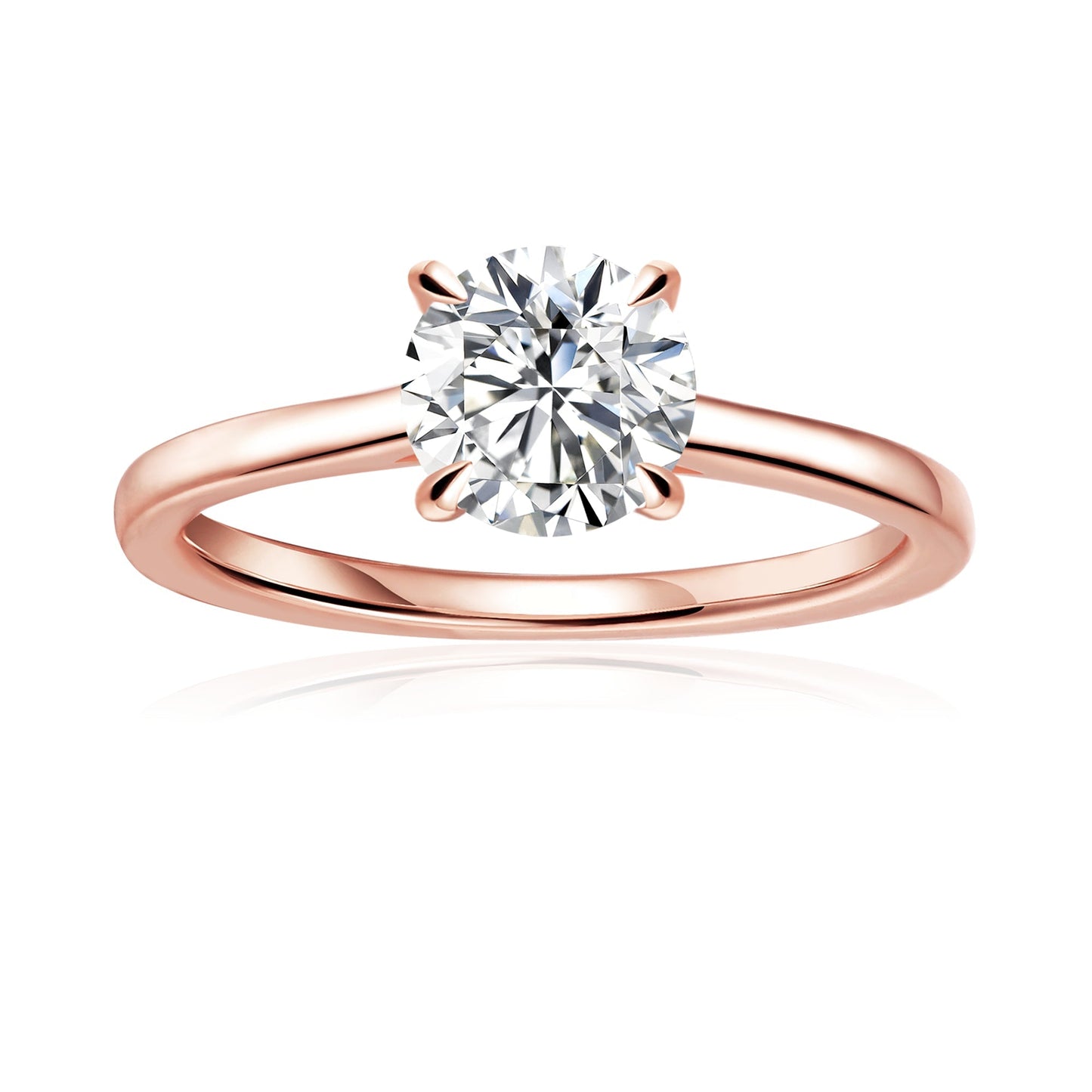 Hidden Halo Round Brilliant Moissanite Engagement Ring Set in 9ct Rose Gold