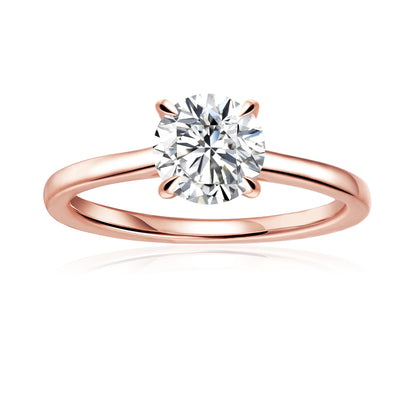 Hidden Halo Round Brilliant Moissanite Engagement Ring Set in 9ct Rose Gold