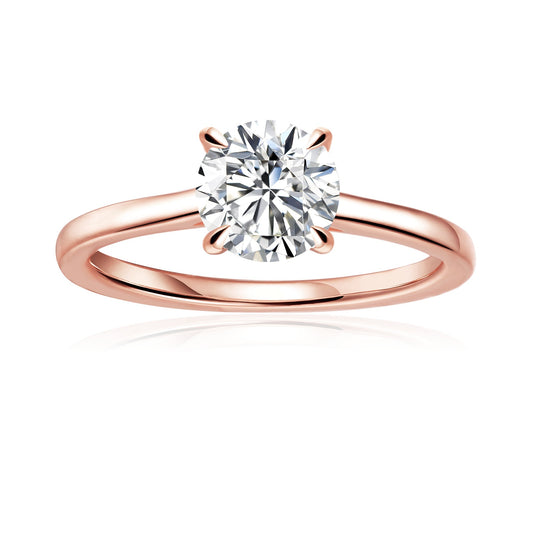 Hidden Halo Round Brilliant Moissanite Engagement Ring Set in 9ct Rose Gold
