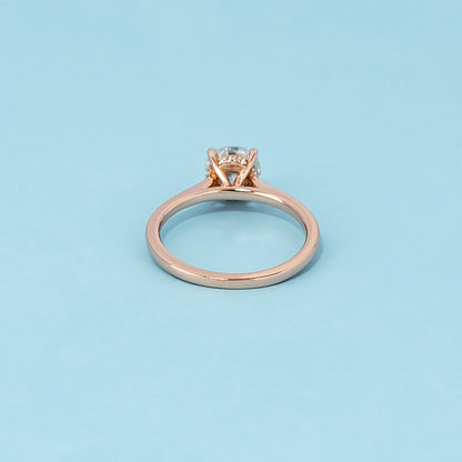 Hidden Halo Round Brilliant Moissanite Engagement Ring Set in 9ct Rose Gold