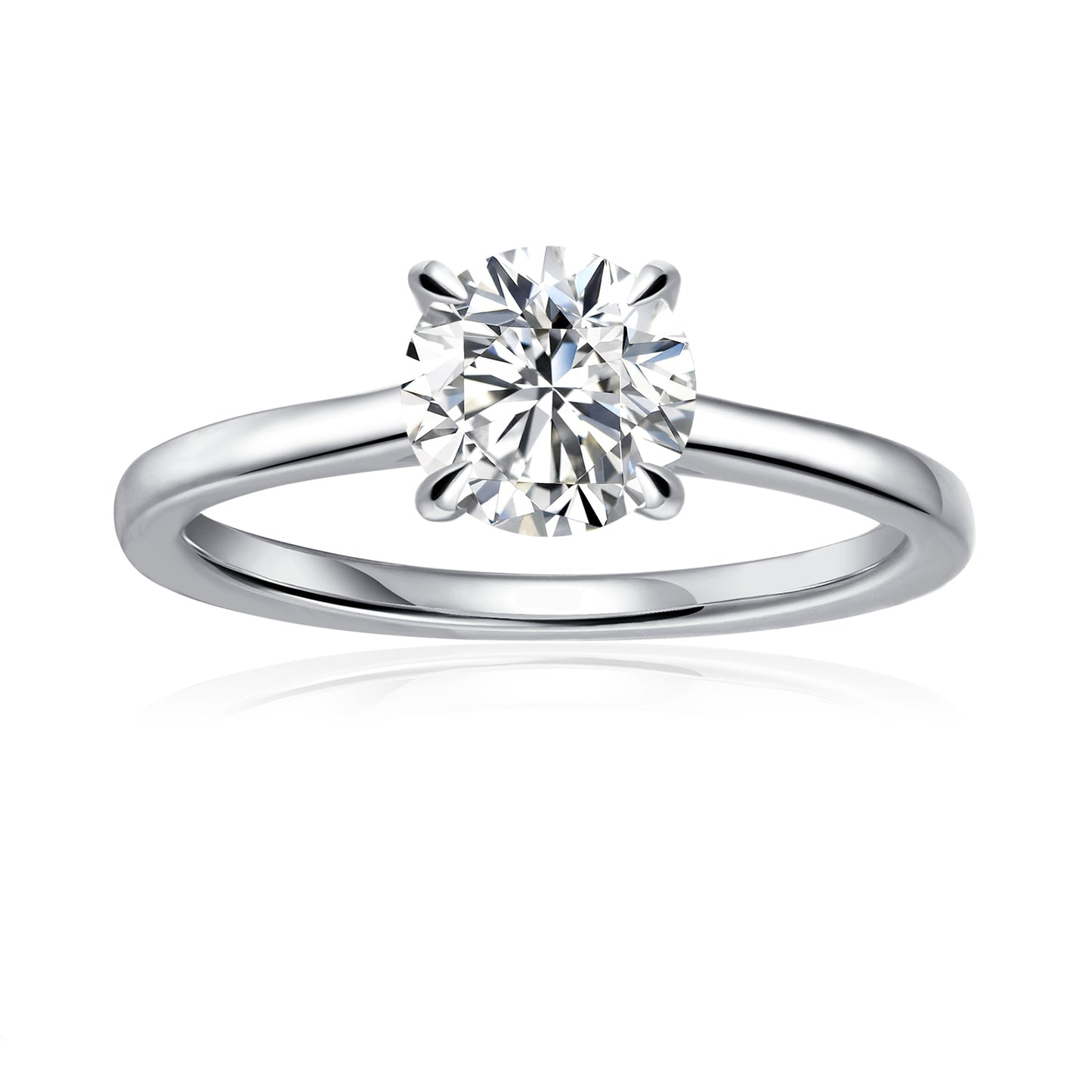 Hidden Halo Round Brilliant Moissanite Engagement Ring Set in 9ct White Gold
