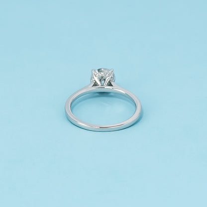 Hidden Halo Round Brilliant Moissanite Engagement Ring Set in 9ct White Gold