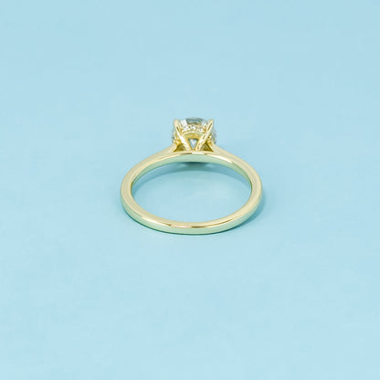 Hidden Halo Round Brilliant Moissanite Engagement Ring Set in 9ct Yellow Gold