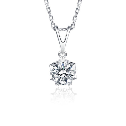 Snowflake 6 Claw 1.00ct Moissanite Pendant Set in Sterling Silver