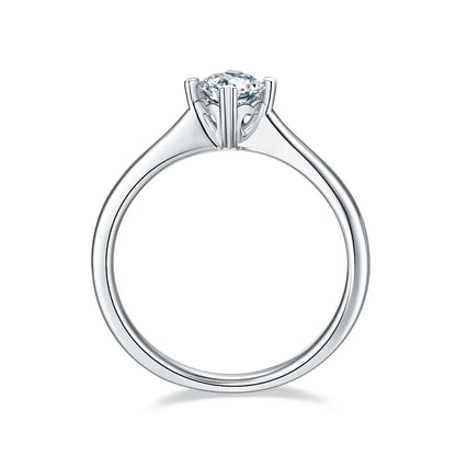 Solitaire 4 Heart Shaped Claws 0.50ct Moissanite Engagement Ring Set in Sterling Silver
