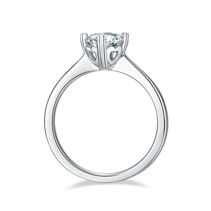 Solitaire 4 Heart Shaped Claws 1.00ct Moissanite Engagement Ring Set in Sterling Silver