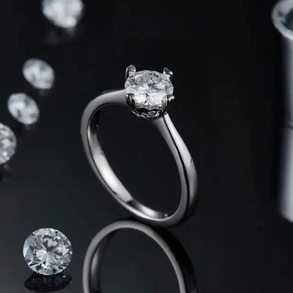 Solitaire 4 Heart Shaped Claws 1.00ct Moissanite Engagement Ring Set in Sterling Silver