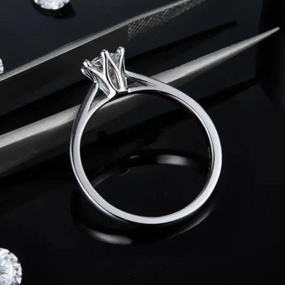 Solitaire 6 Claw Floral Basket 0.50ct Moissanite Engagement Ring Set in Sterling Silver